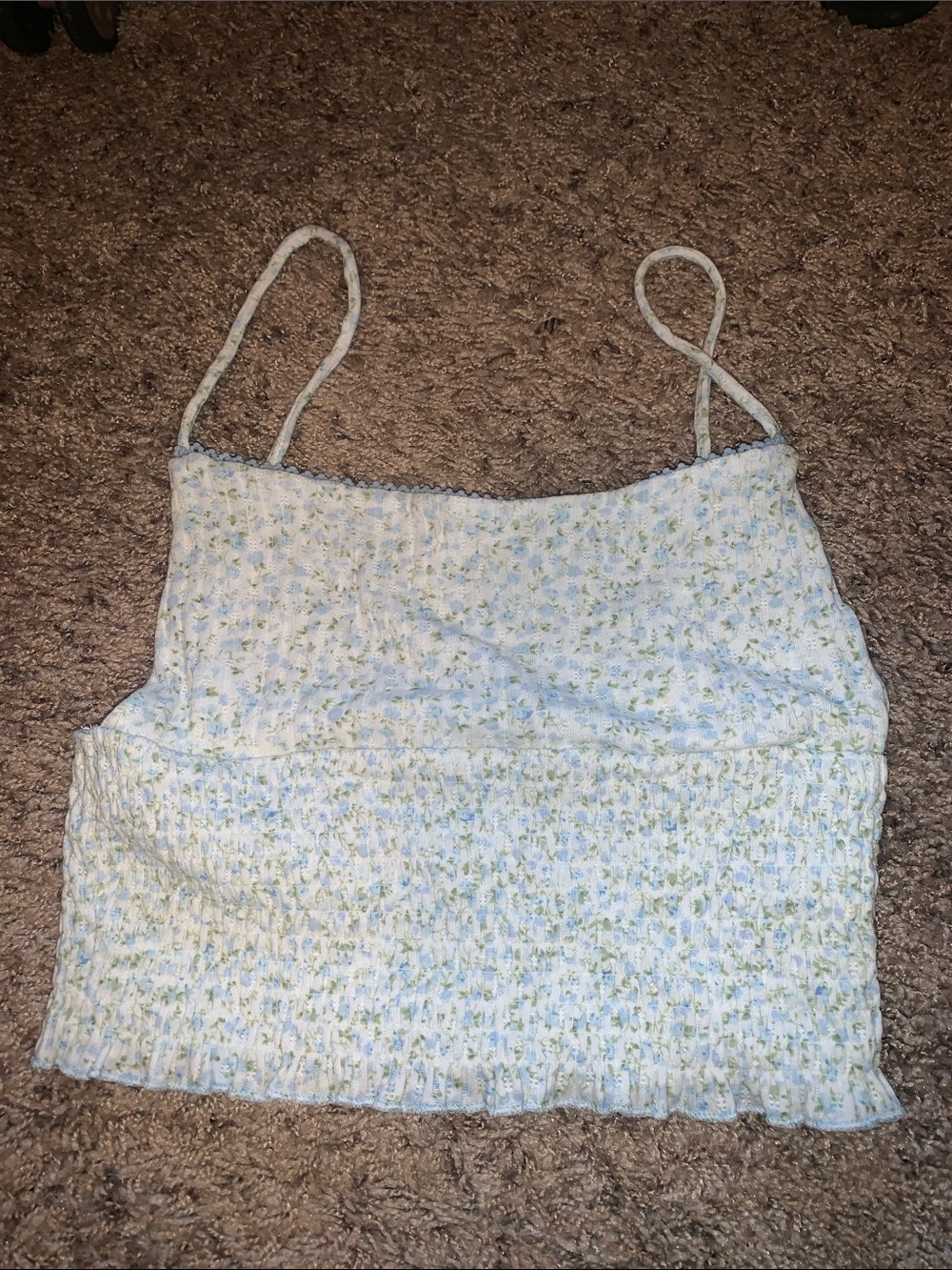 Cotton On White Smocked Cami with Blue & Green Floral Print